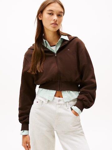 Giacca di felpa di Tommy Jeans in marrone: frontale