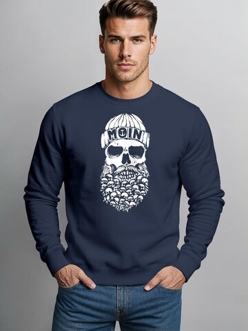 Neverless Sweatshirt 'Moin Skull' in Blue