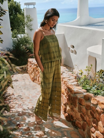 Next Wide Leg Hose in Grün