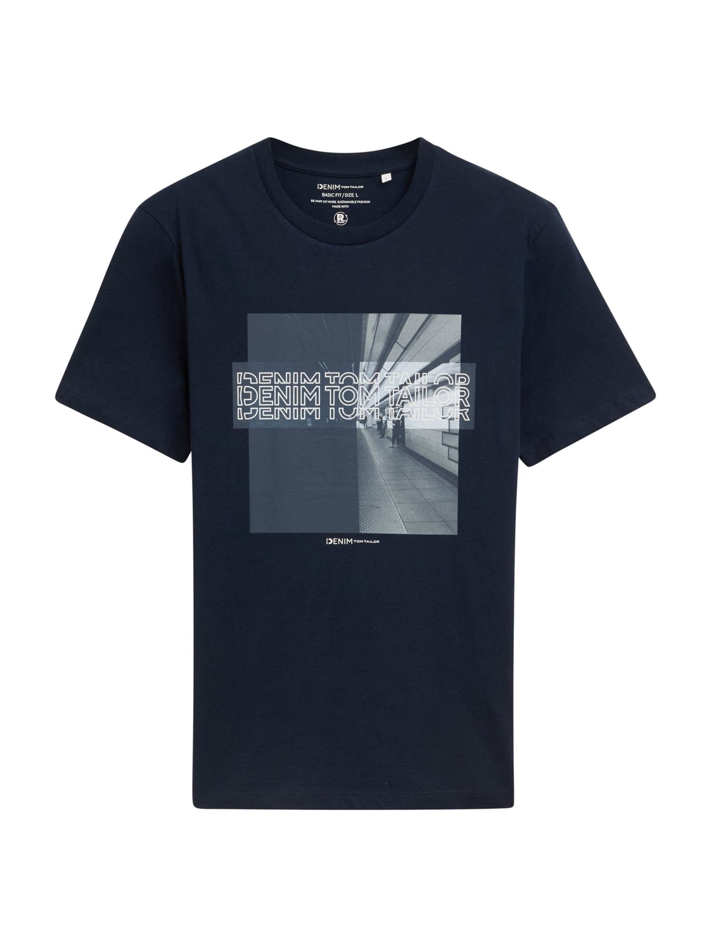 TOM TAILOR DENIM Tričko - Modrá: predná strana