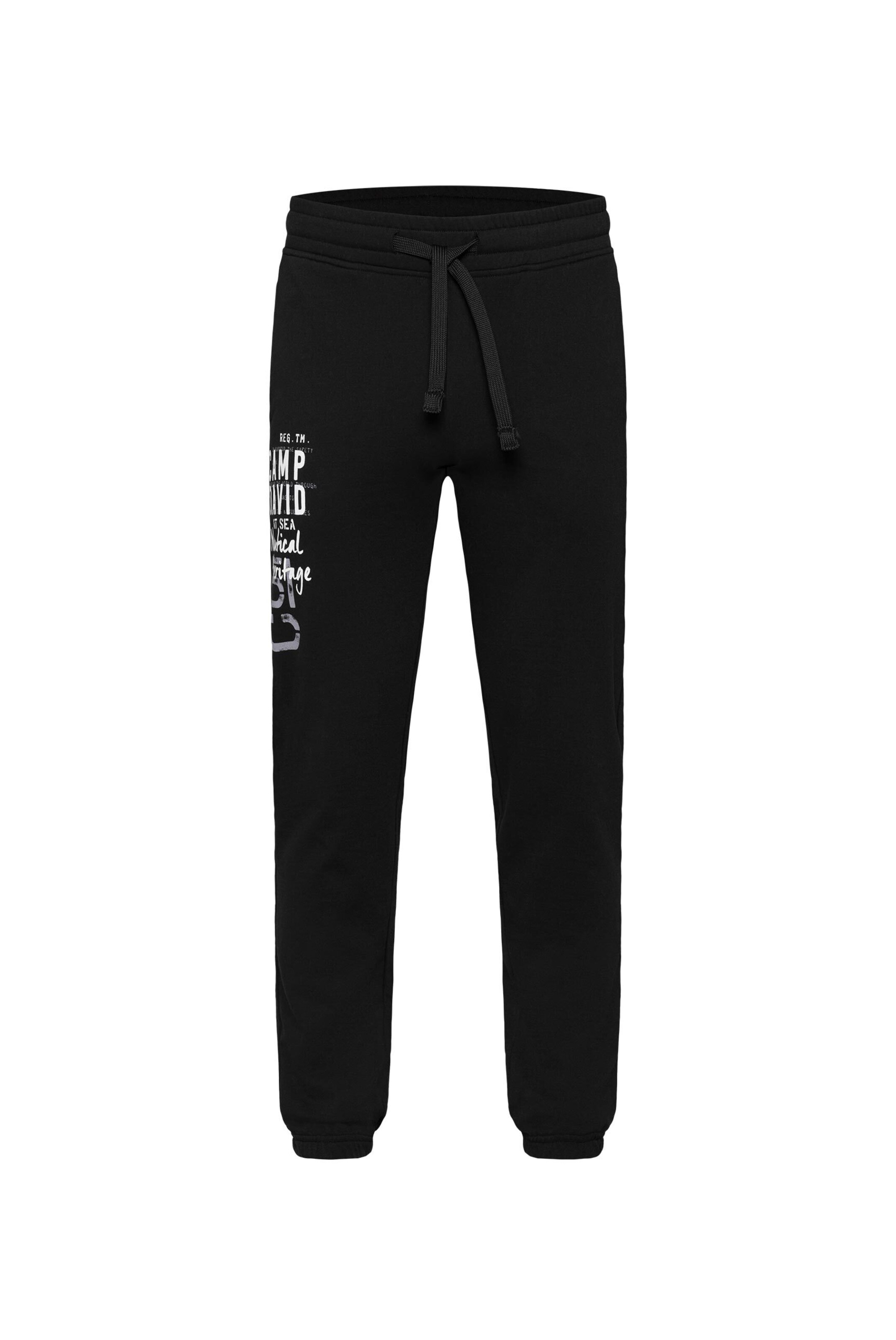 CAMP DAVID Regular Workout Pants in Black: front
