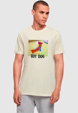 ABSOLUTE CULT T-Shirt 'Tom and Jerry - Hot Dog' in Beige: predná strana