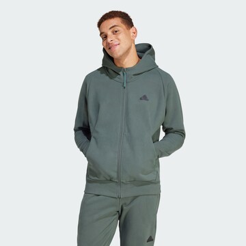 ADIDAS SPORTSWEAR - Casaco de treino em moletão 'Z.N.E.' em cinzento: frente