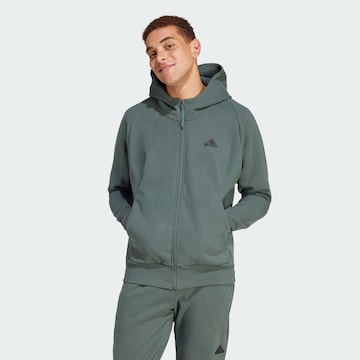 ADIDAS SPORTSWEAR Athletic Zip-Up Hoodie 'Z.N.E.' in Grey: front