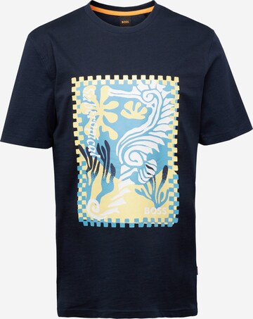 T-Shirt 'Cassette' BOSS en bleu : devant