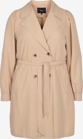 Zizzi Between-Seasons Coat 'SAGA' in Beige: front