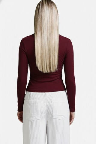 Cotton Candy Rollkragen-Langarmshirt in Rot