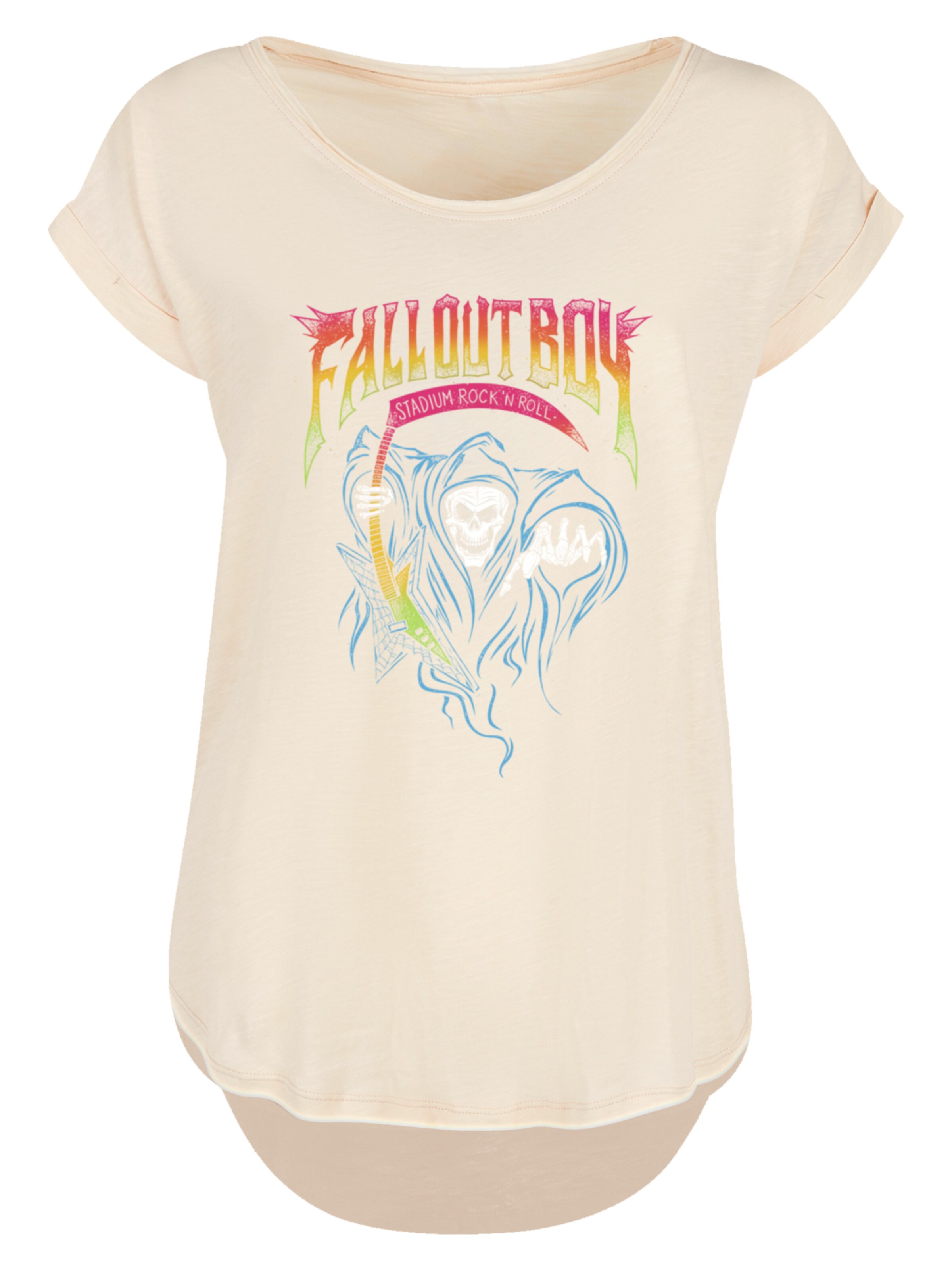 F4NT4STIC Shirt 'Fall Out Boy Rock And Roll Reaper' in Beige: voorkant