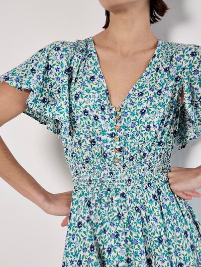 Apricot Kleid in blau / grün / wollweiß, Produktansicht