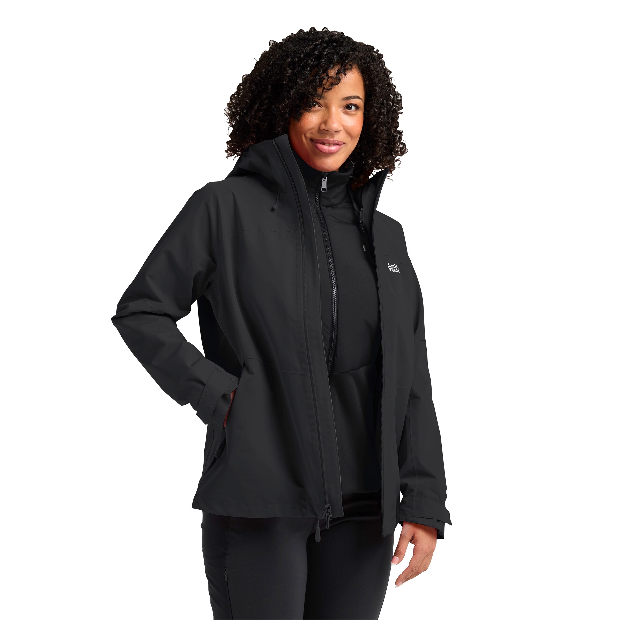 JACK WOLFSKIN Performance Jacket in Black: front