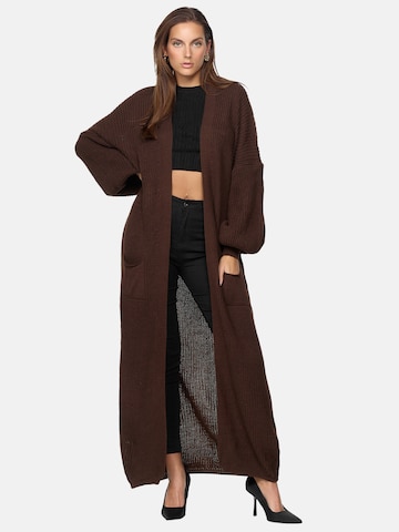 Elara Gebreide mantel in Bruin: voorkant
