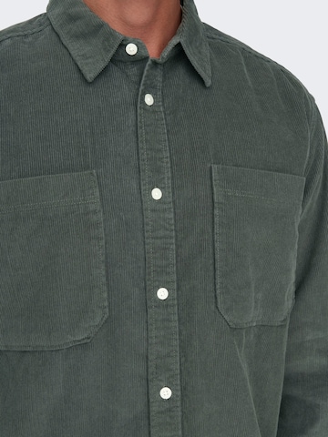 Only & Sons Regular fit Button Up Shirt 'Alp' in Green