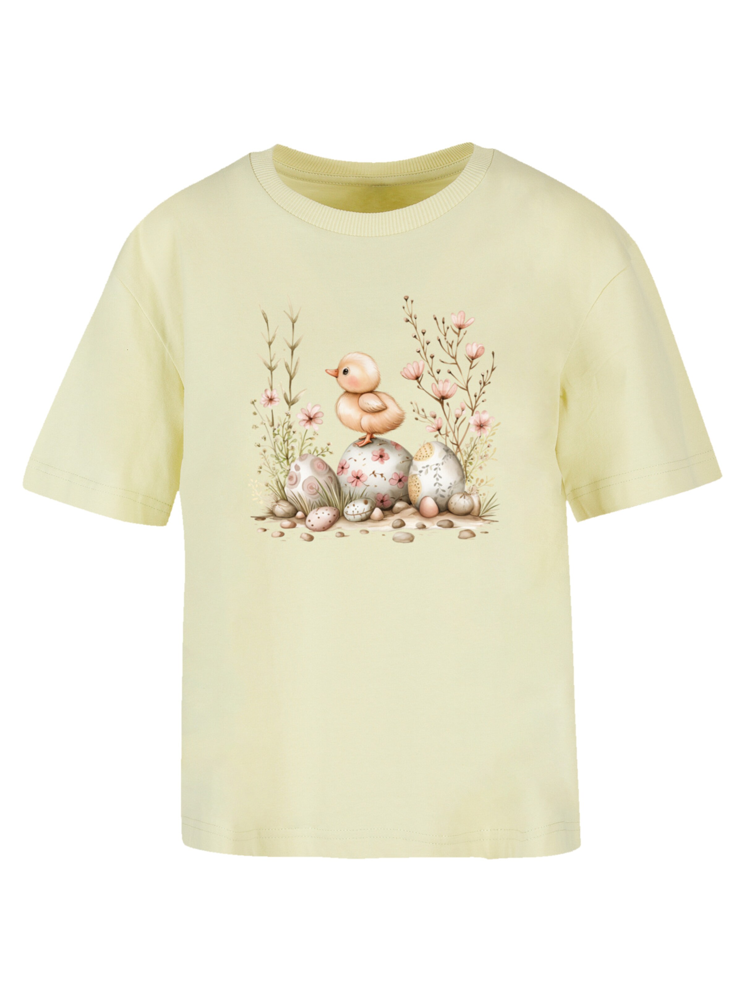 T-shirt 'Ostern Küken Ei Blumen' F4NT4STIC en jaune : devant