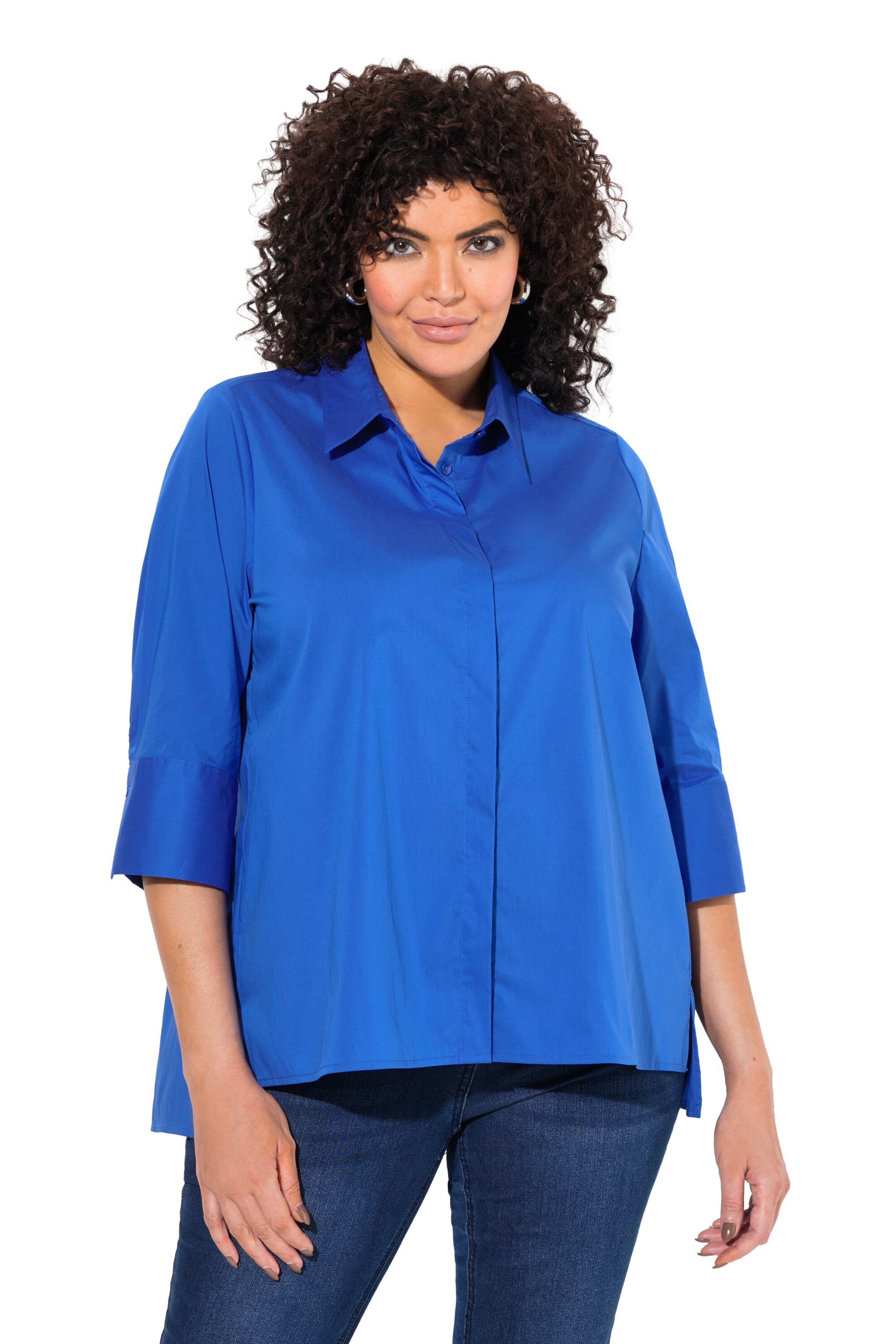 Ulla Popken Hemdbluse in Blau: Vorderseite