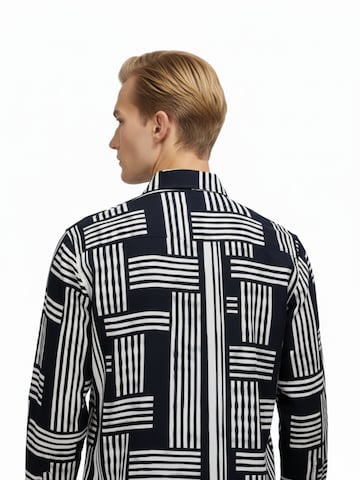 Radwa Regular fit Button Up Shirt 'Men's Viscose multicolor pattern shirt' in Black