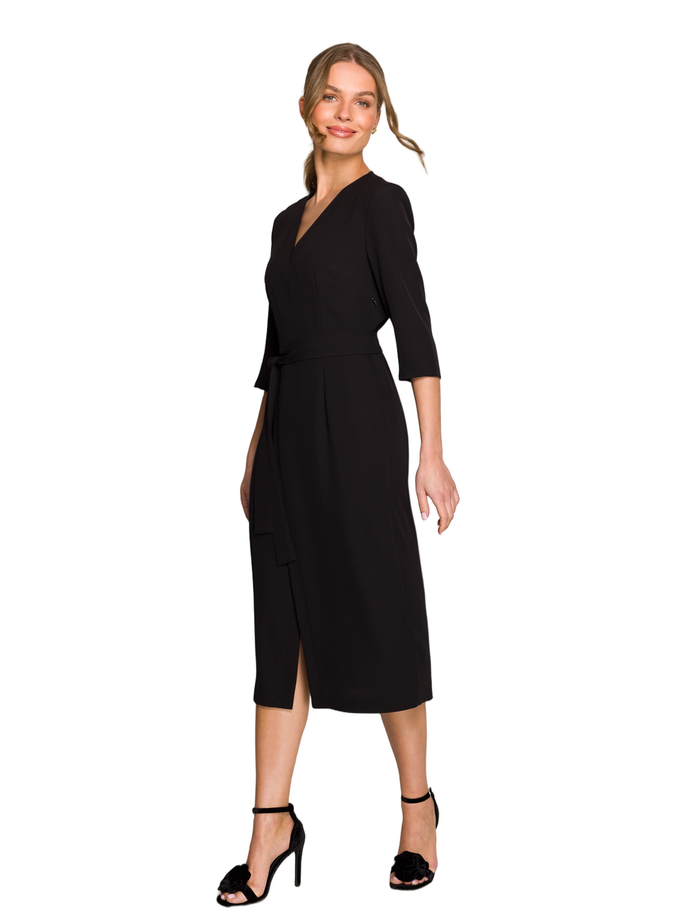 Rochie 'Sukienka z kopertowym motywem' de la Stylove pe negru