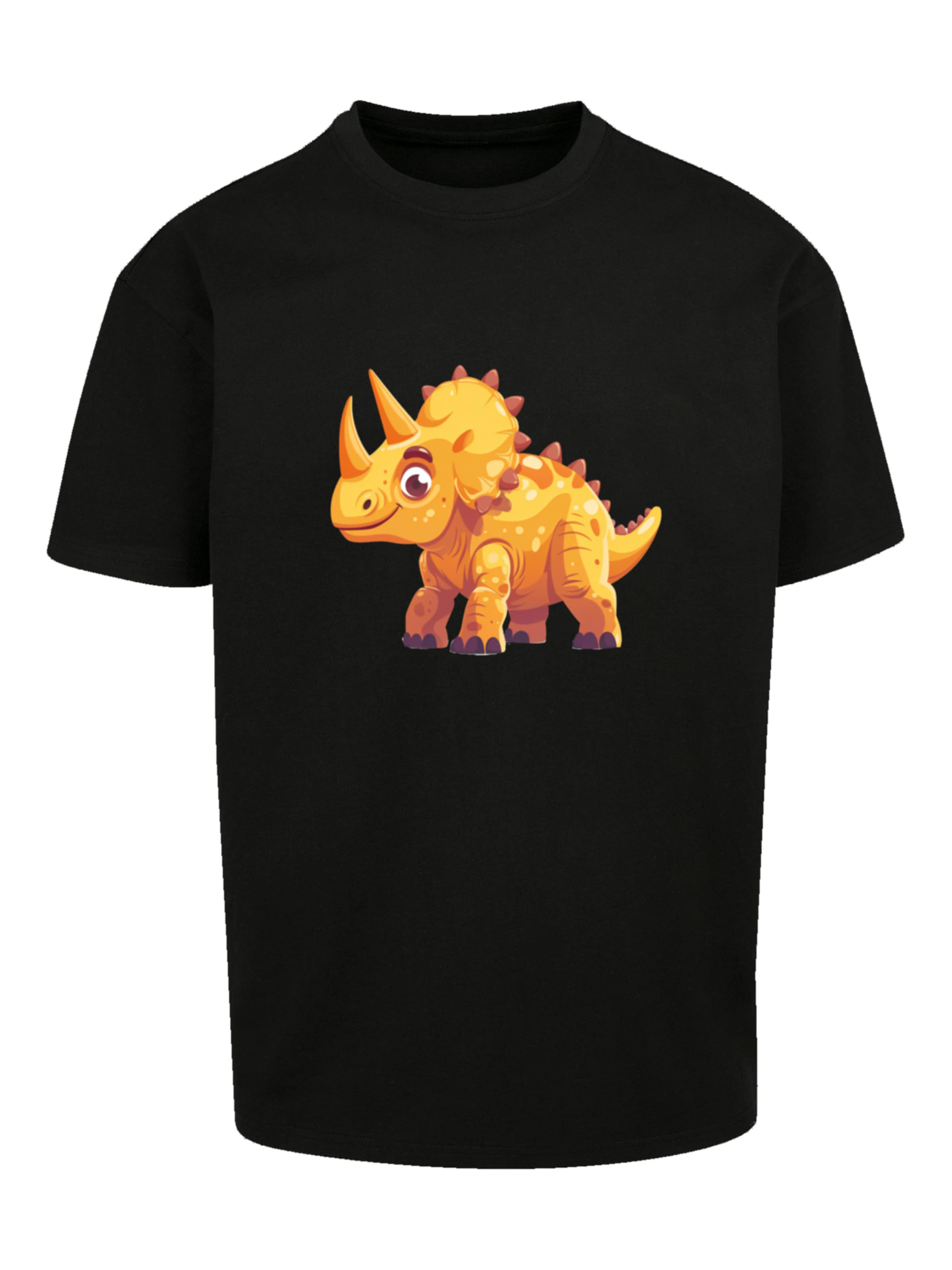 F4NT4STIC T-Shirt 'Cute Triceratops Dinosaur Toy' in Schwarz: Vorderseite
