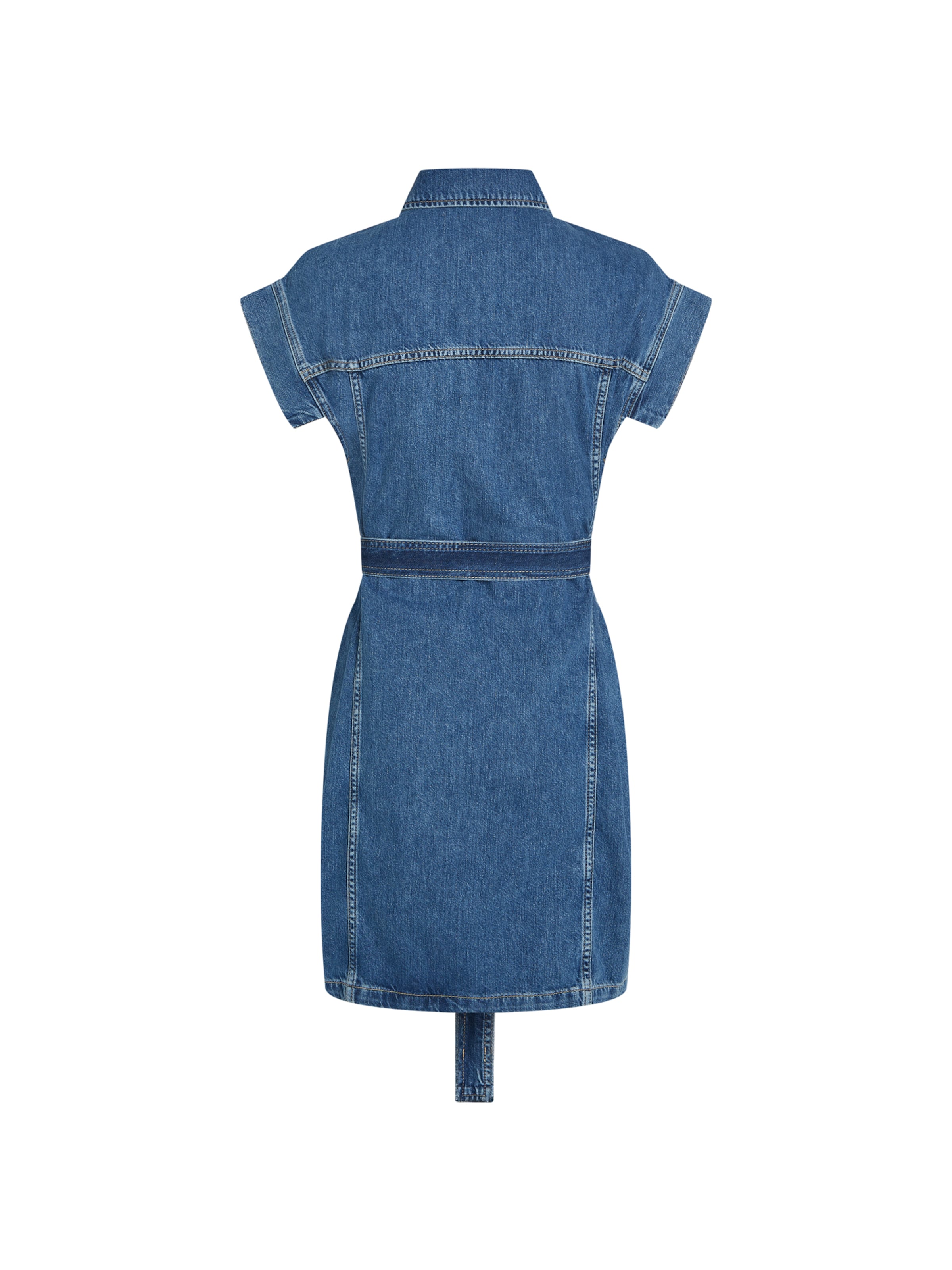 KARL LAGERFELD JEANSKošulja haljina ' Kurzärmeliges Jeanskleid mit Gürtel ' - plava boja