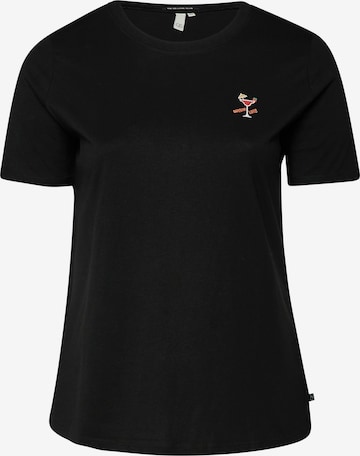 T-shirt QS en noir : devant