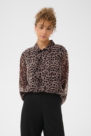 Cream Shirt in Bruin: voorkant