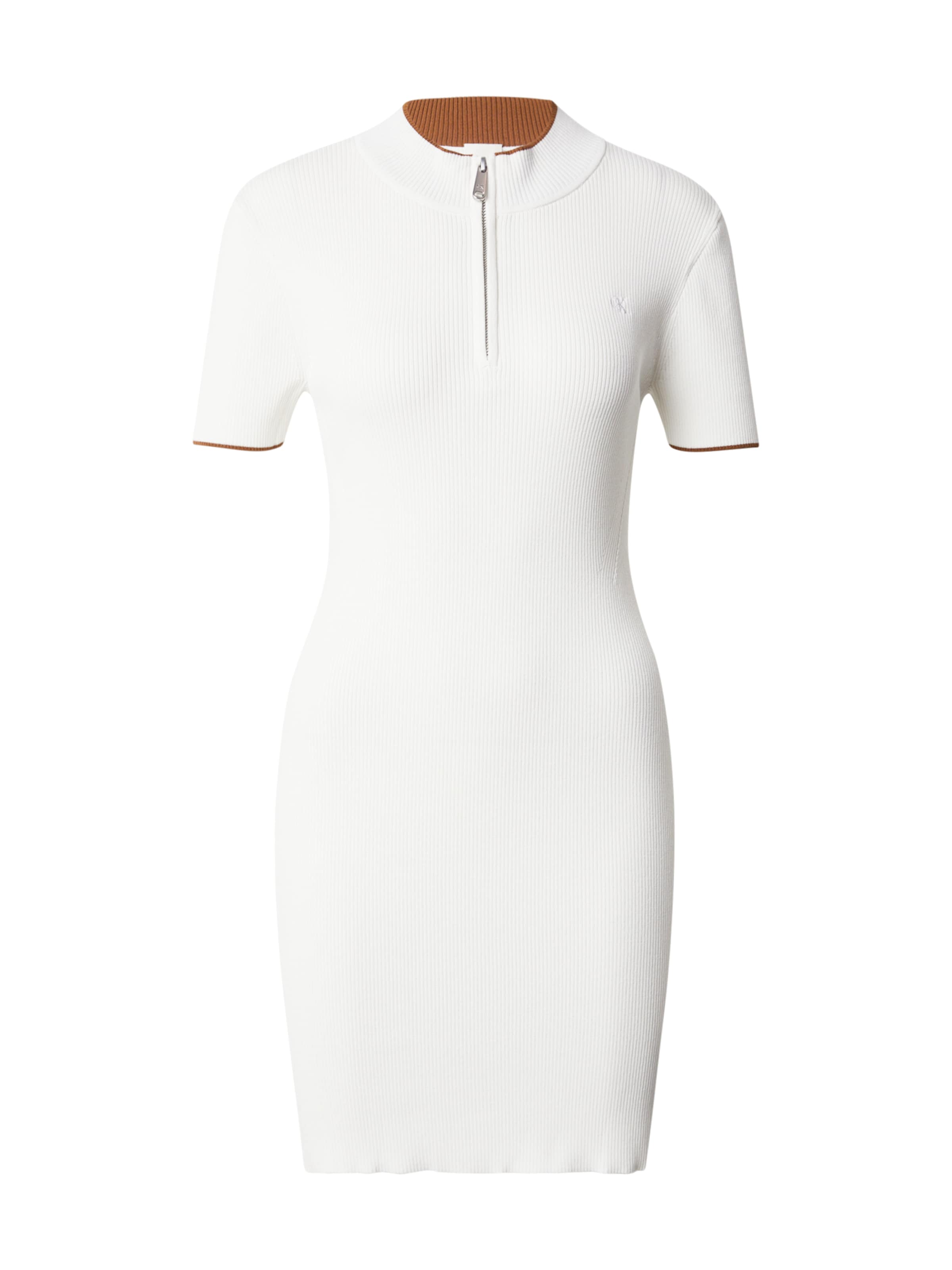 Calvin Klein Jeans Πλεκτό φόρεμα 'Naia' σε λευκό: μπροστά