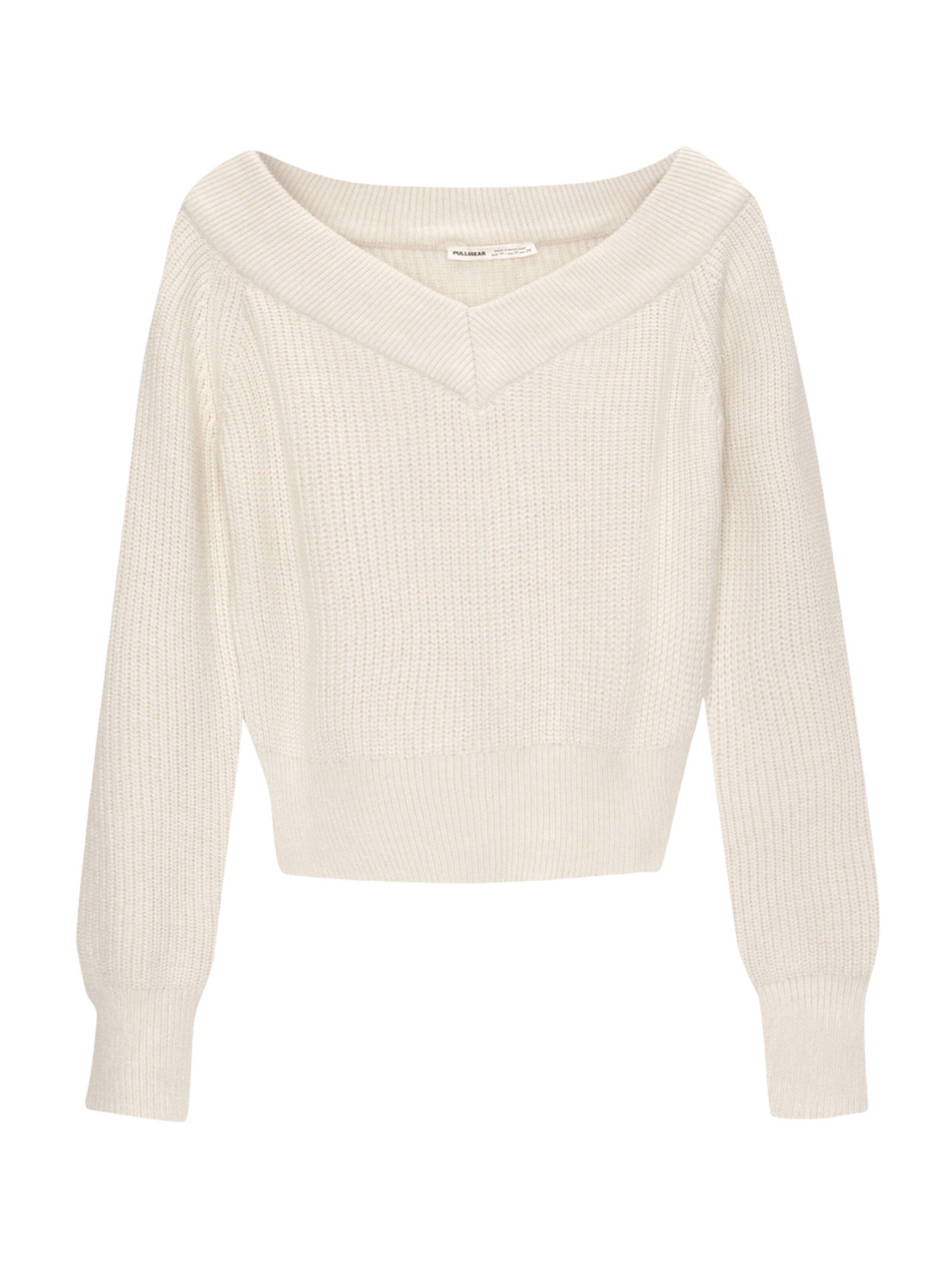 Pull&Bear Пуловер в бежово: отпред