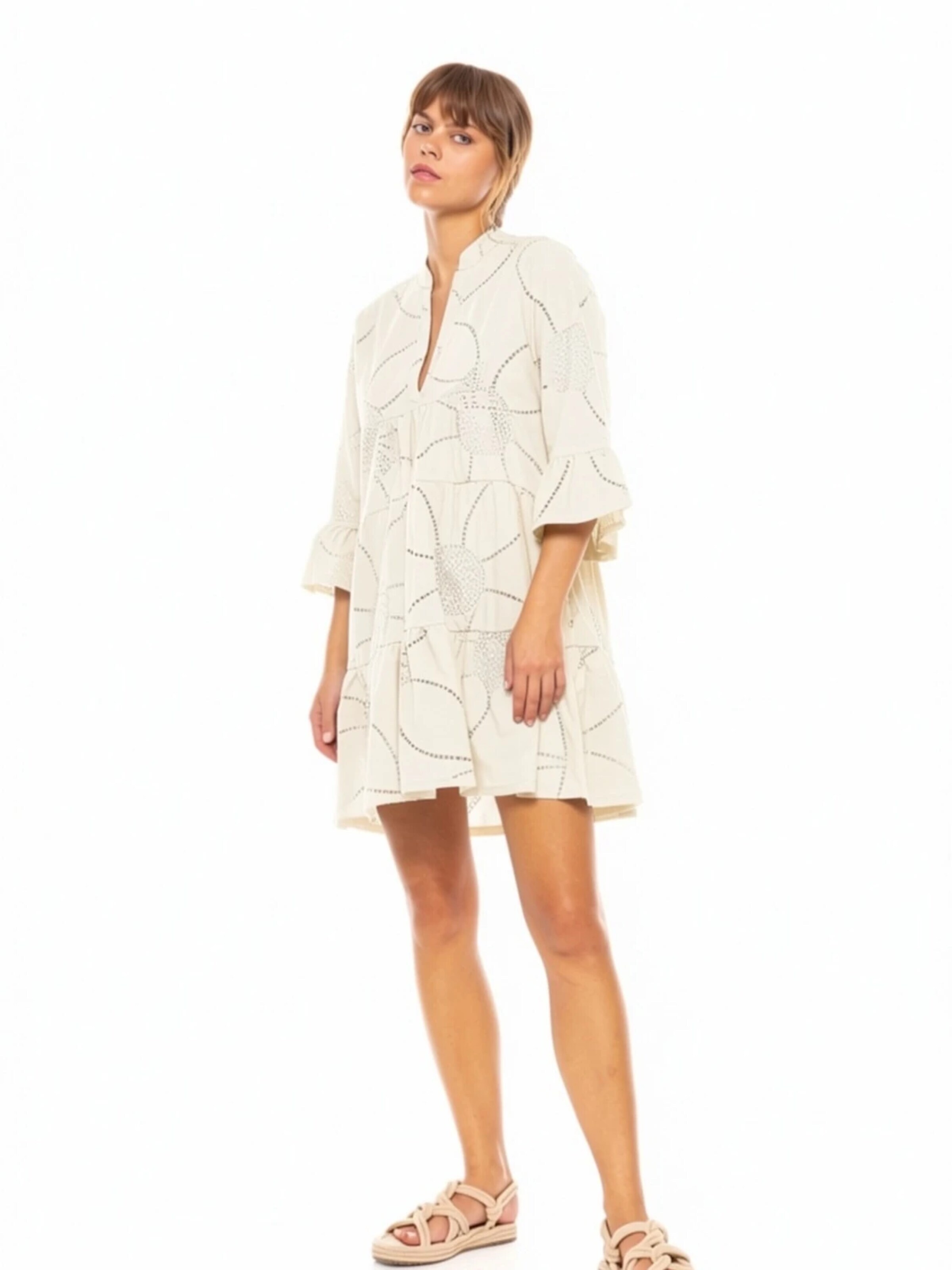 Pink Label - Vestido de verão 'BEACHWEAR MOON EMBRODERY' em branco