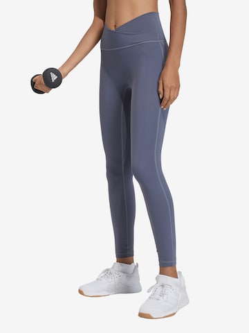 ADIDAS PERFORMANCE Skinny Urheiluhousut 'Studio All Me' värissä harmaa: etupuoli