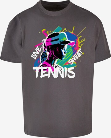 Merchcode Shirt 'Tennis Love, Sweat' in Grijs: voorkant