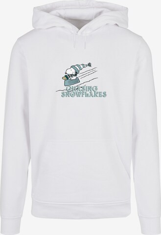 Merchcode Sweatshirt 'Peanuts Chasing Snowflakes' in Wit: voorkant