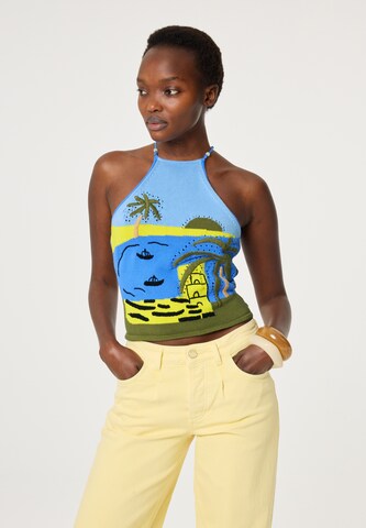 Fabienne Chapot Gebreide top in Blauw: voorkant