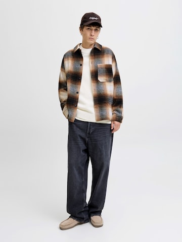 JACK & JONES Comfort fit Button Up Shirt 'JJZAC' in Brown