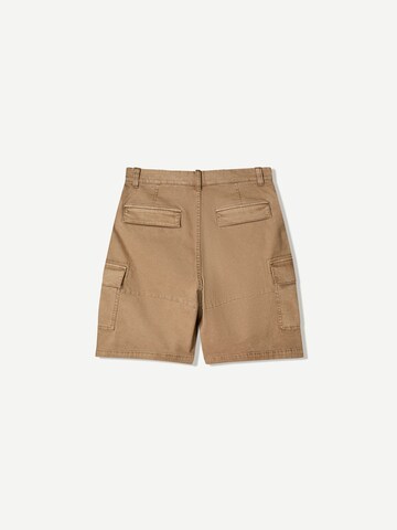 BershkaLoosefit Cargo hlače - bež boja
