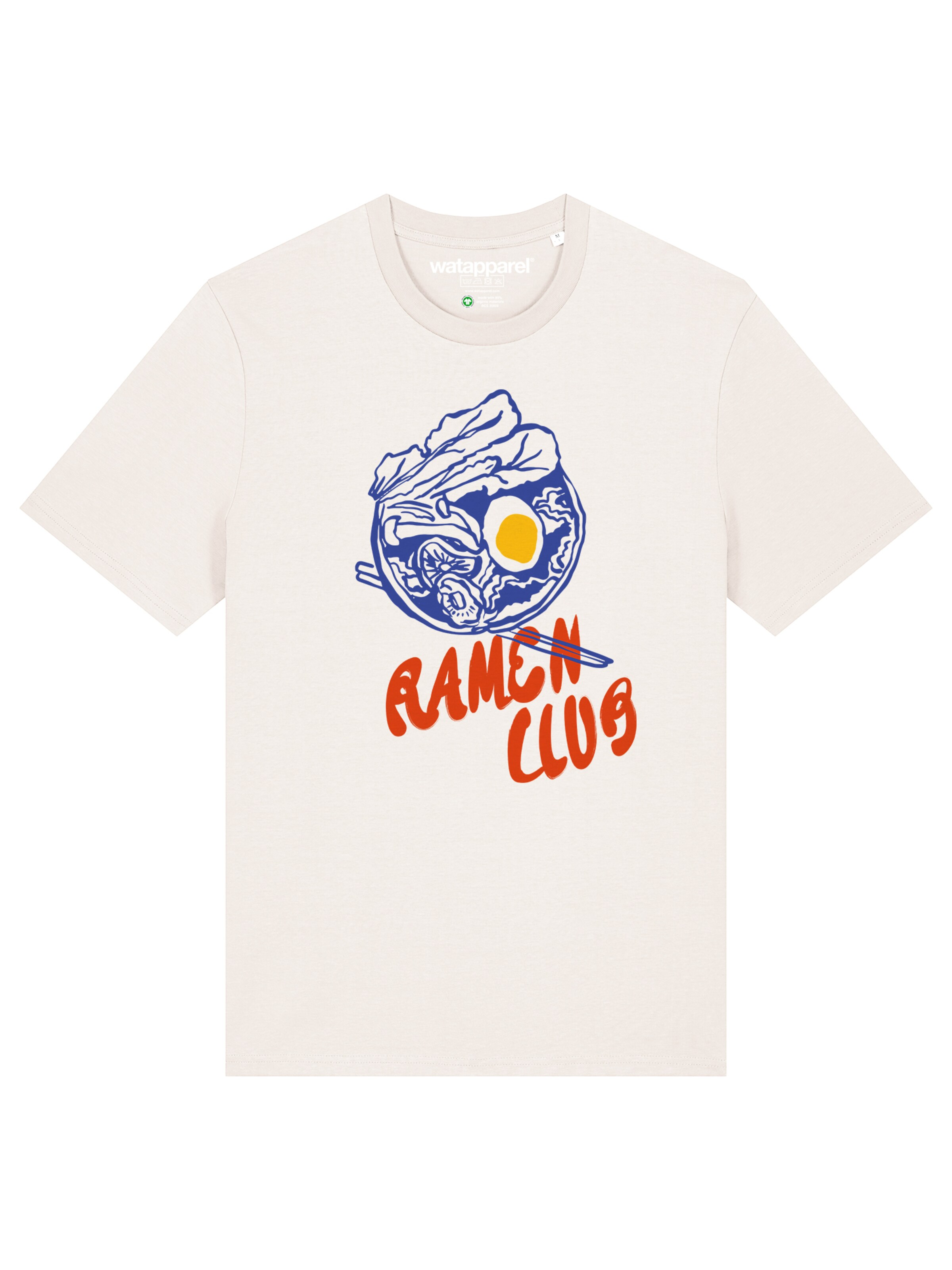 Watapparel Shirt 'Ramen Club' in Wit: voorkant