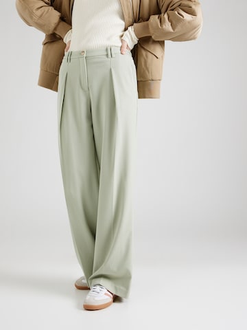 TOM TAILOR Wide leg Pleat-Front Pants 'Lea' in Green: front