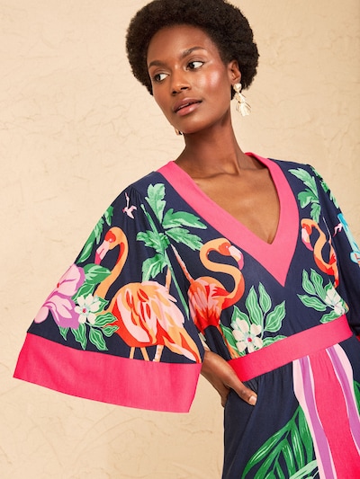 love & roses Dress in 34 in Navy / Green / Pink / White, Item view