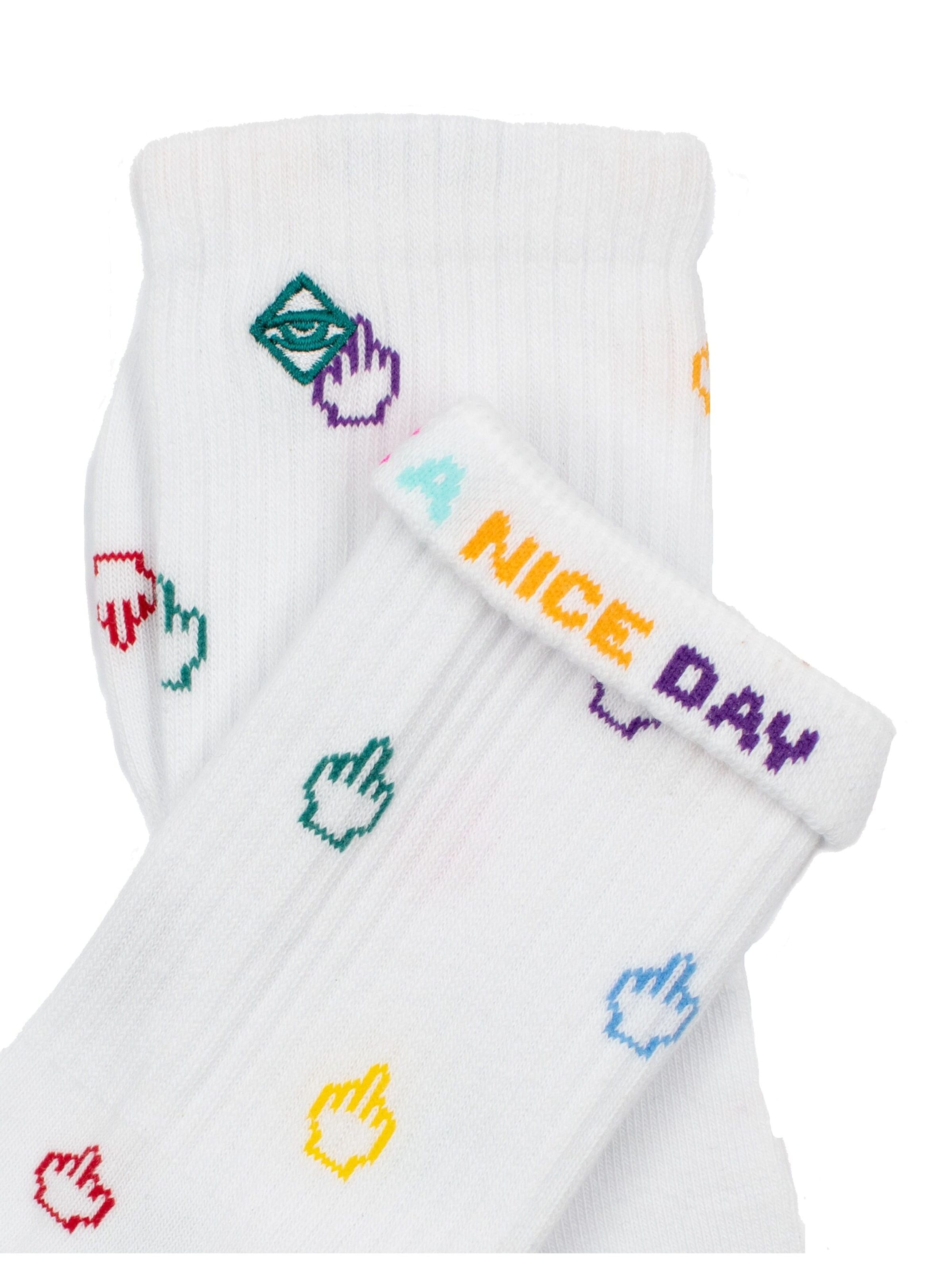 J.Clay Socks 'Have a nice day' in White
