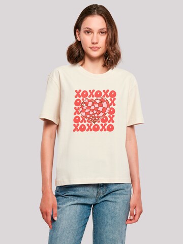 T-shirt 'Xoxo Herz Love' F4NT4STIC en beige : devant