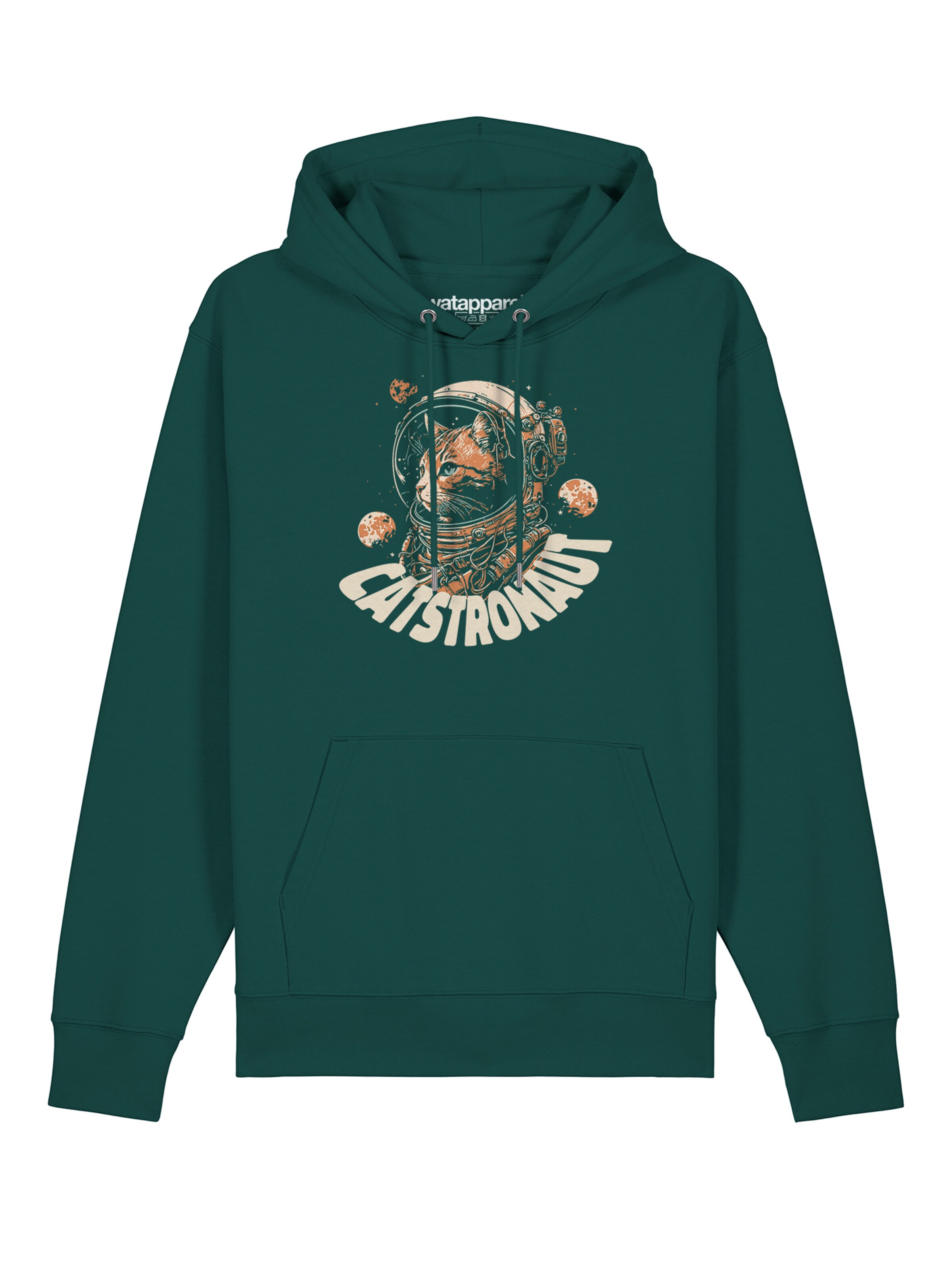 Felpa 'Catstronaut' di Watapparel in verde: frontale