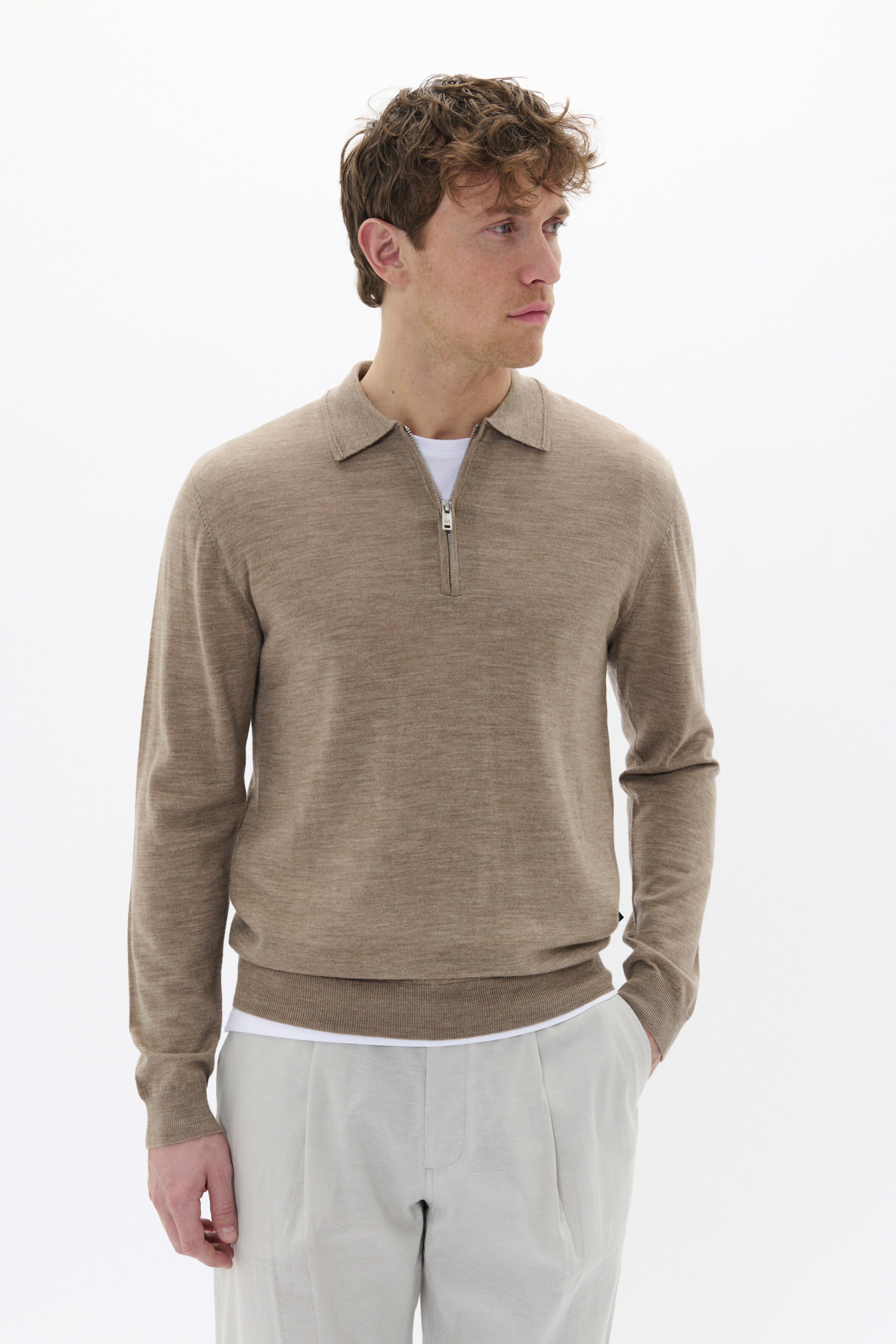 Matinique Pullover 'Polo' in Braun: Vorderseite