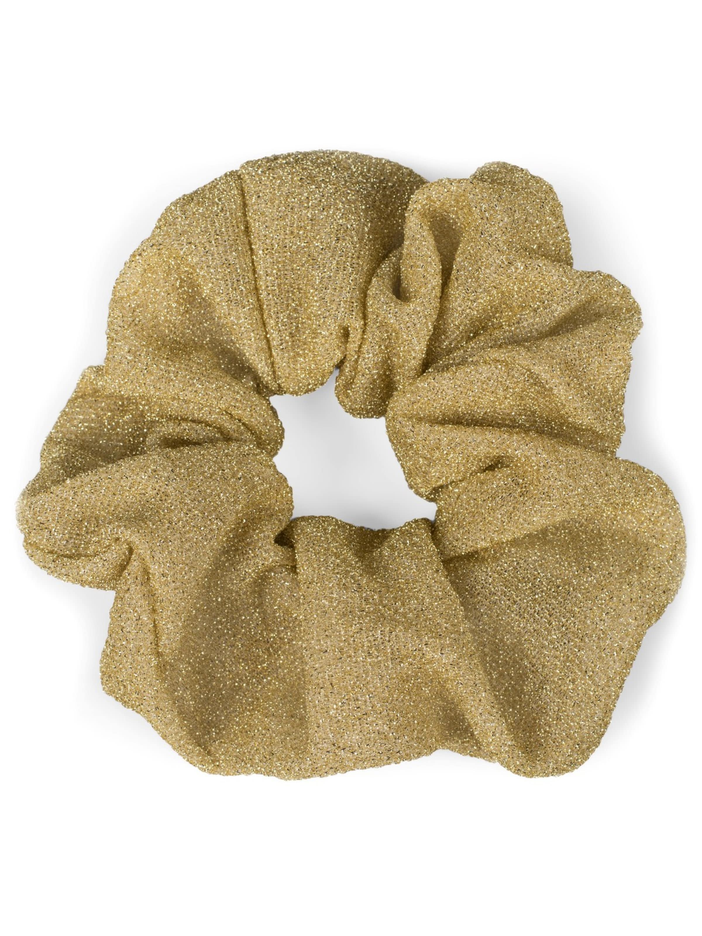 styleBREAKER Haarschmuck 'Glitzer Scrunchie Haargummi'‌‌‌ in Gold: Vorderseite