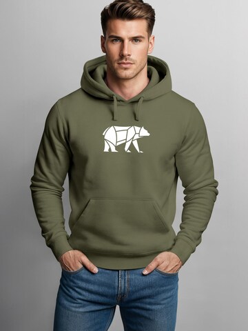 Neverless Sweatshirt 'Bär Lineart Polygon' in Green