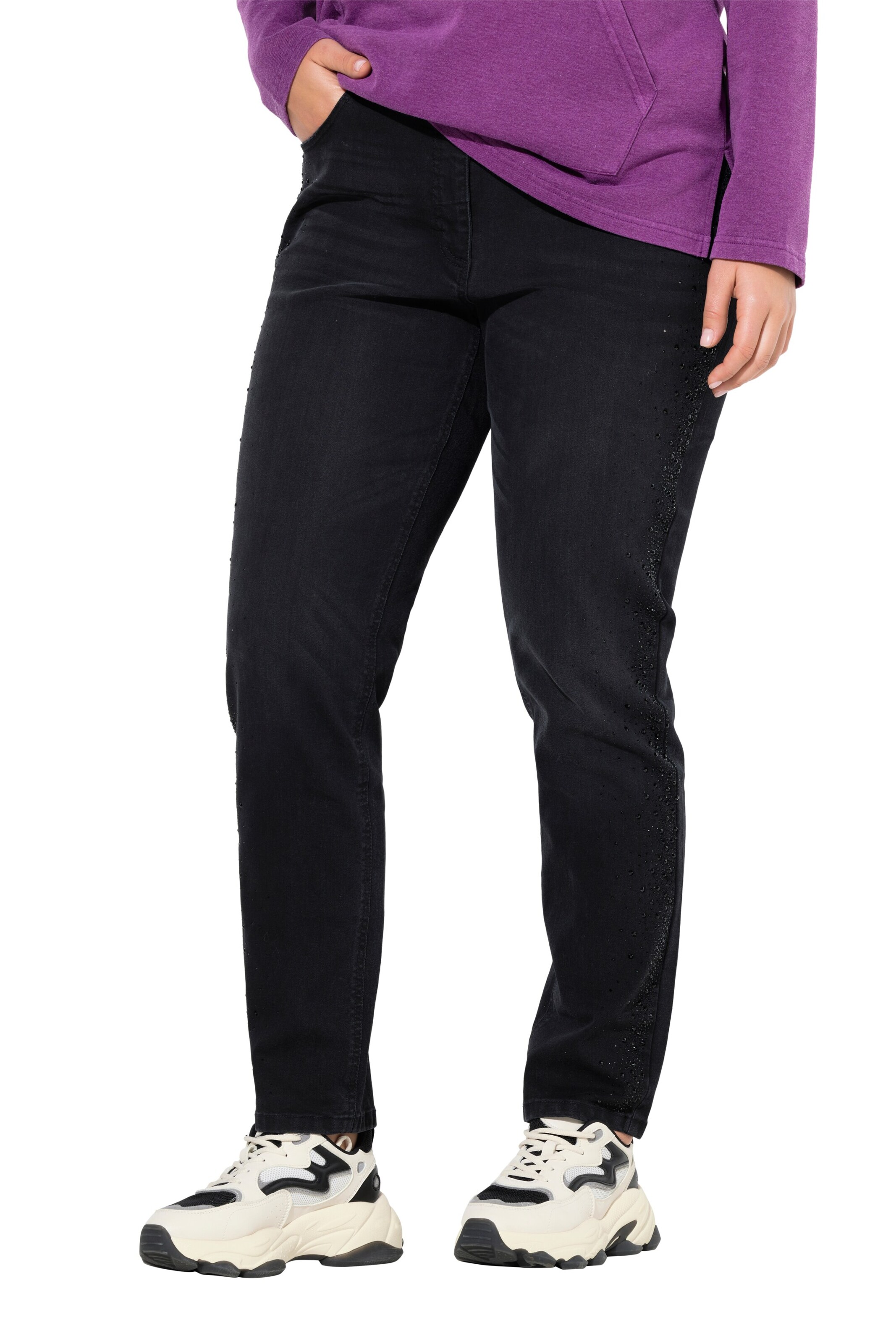 Ulla Popken Regular Jeans in Zwart: voorkant