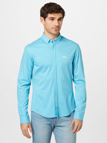 Coupe slim Chemise 'BIADO' BOSS en bleu : devant