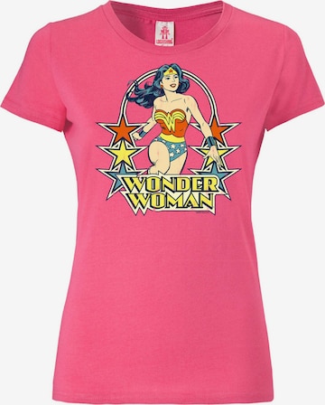 LOGOSHIRT Shirt 'Wonder Woman' in Pink: front