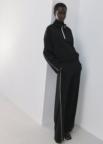 MANGO Wide Leg Hose in Schwarz