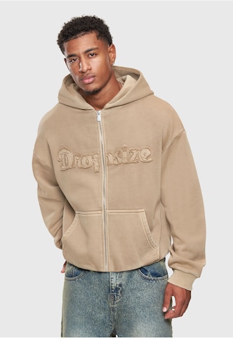 Giacca di felpa di Dropsize in beige: frontale