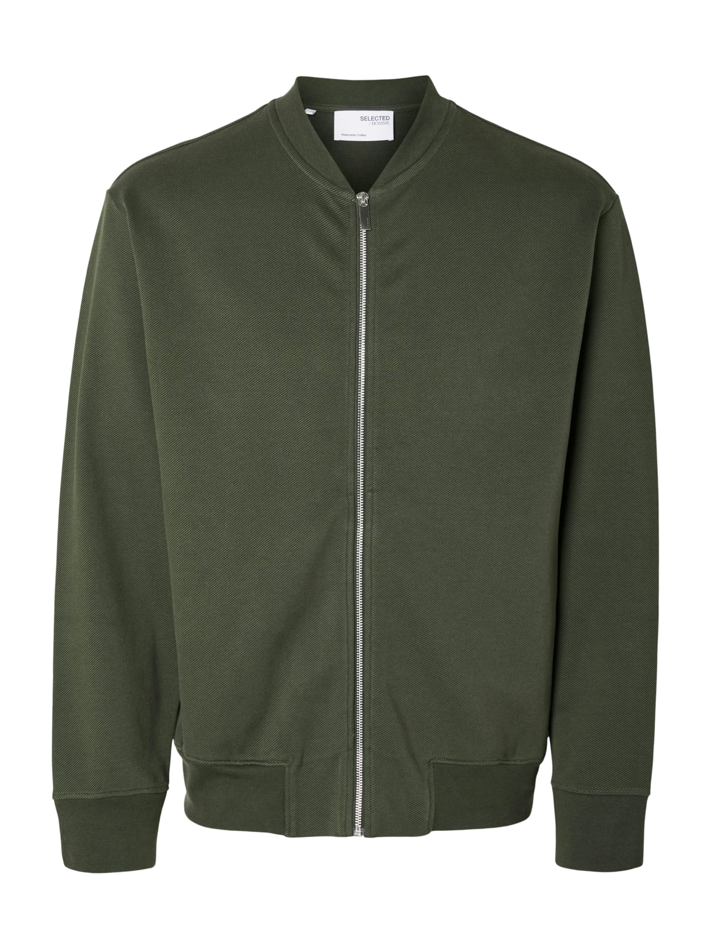 SELECTED Sweatjacke 'SLHMACK' in Grün: Vorderseite
