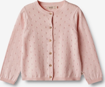 Wheat Knit Cardigan in Pink: front