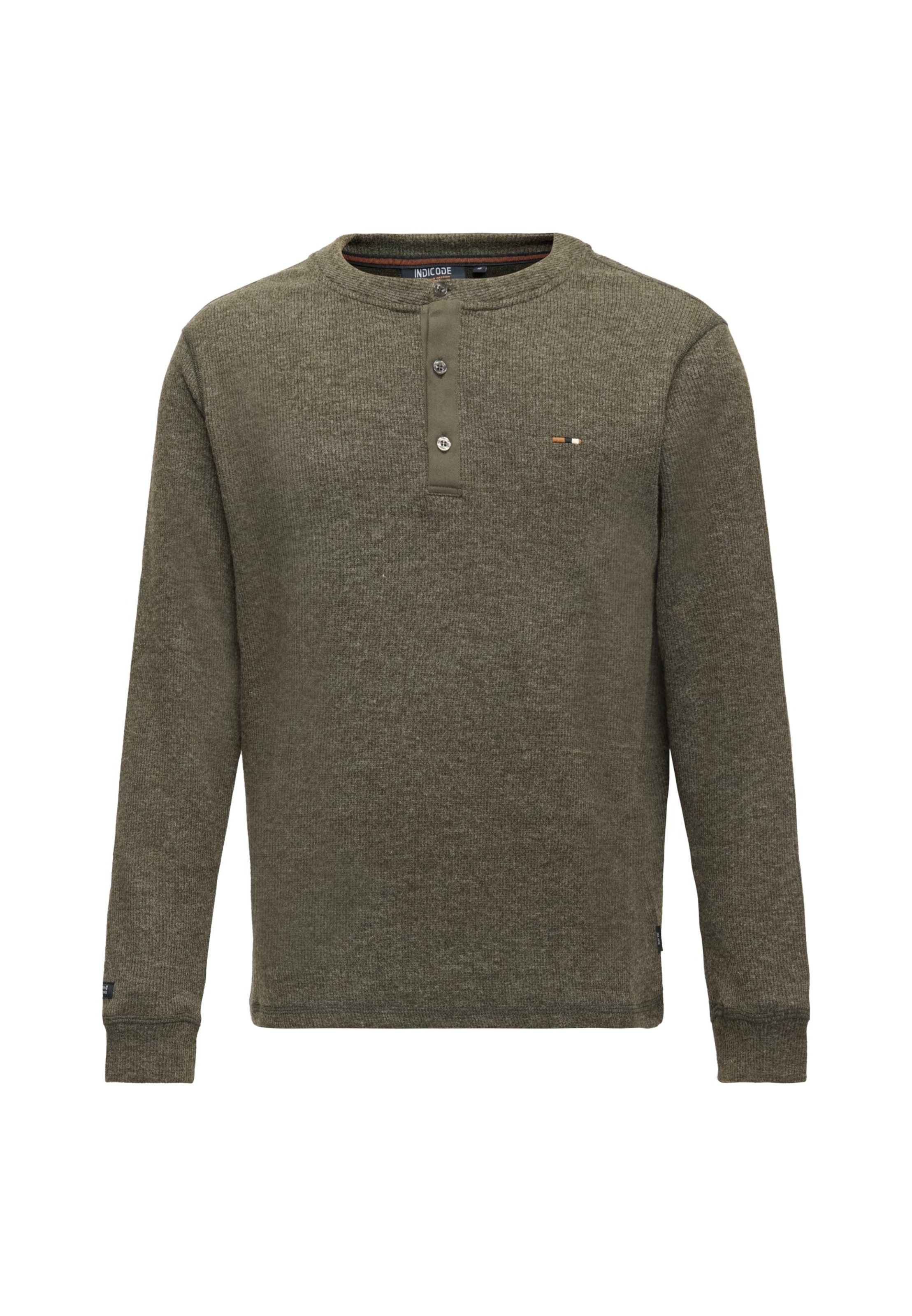 INDICODE JEANS Kampsun 'Dorburn Grandad', värv roheline: eest vaates